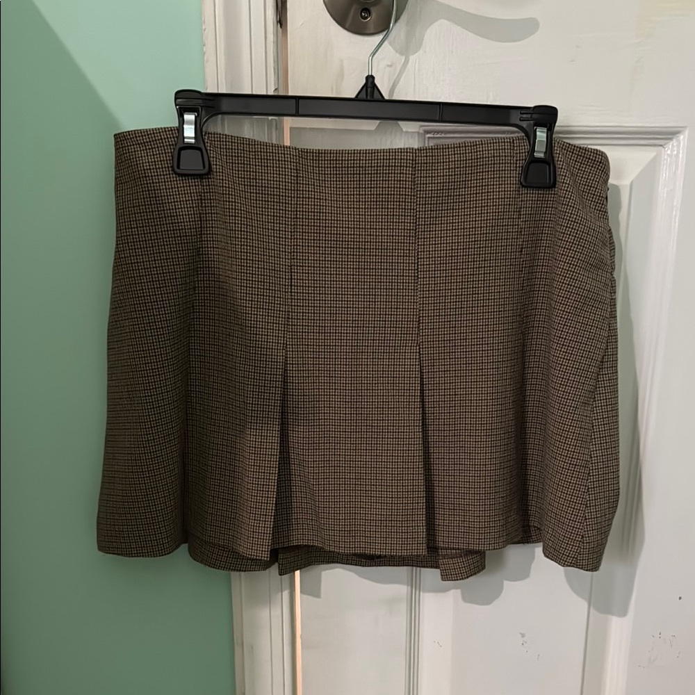 Classic Brown Plaid Skirt